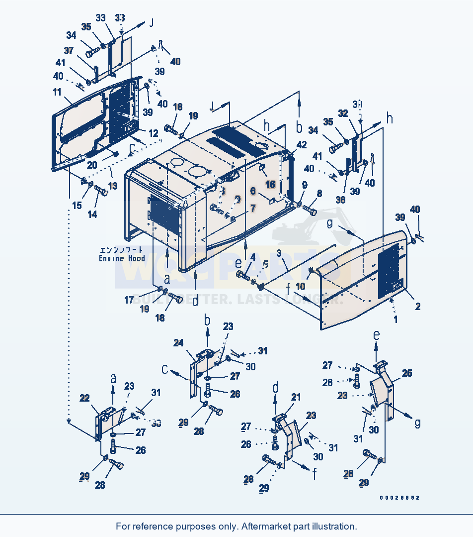 Komatsu WA200PT-5 Hood (Door) (For Rear Full Fender) parts diagram
