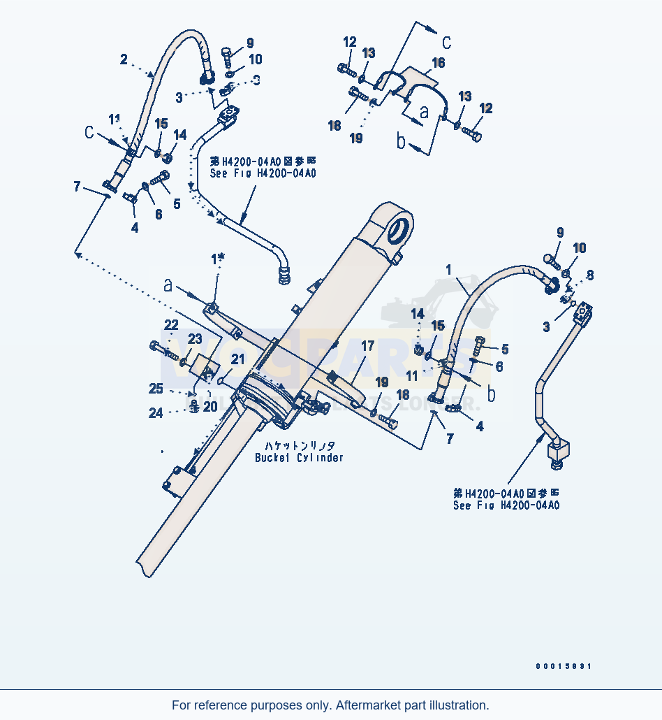 Komatsu WA200PT-5 Hydraulic Piping (Dump Cylinder Piping) parts diagram