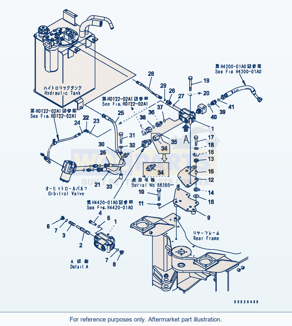 Komatsu WA200PT-5 Steering Valve (For Emergency Steering) parts diagram