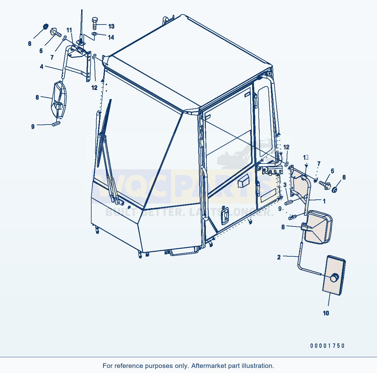 Komatsu WA200PT-5 Mirror Serial H60051 - UP parts diagram