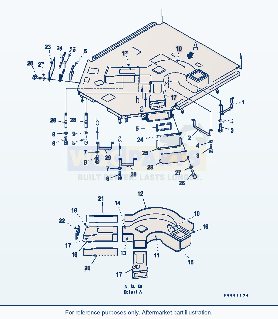Komatsu WA200PT-5 Air Conditioner Duct (Floor Duct) parts diagram