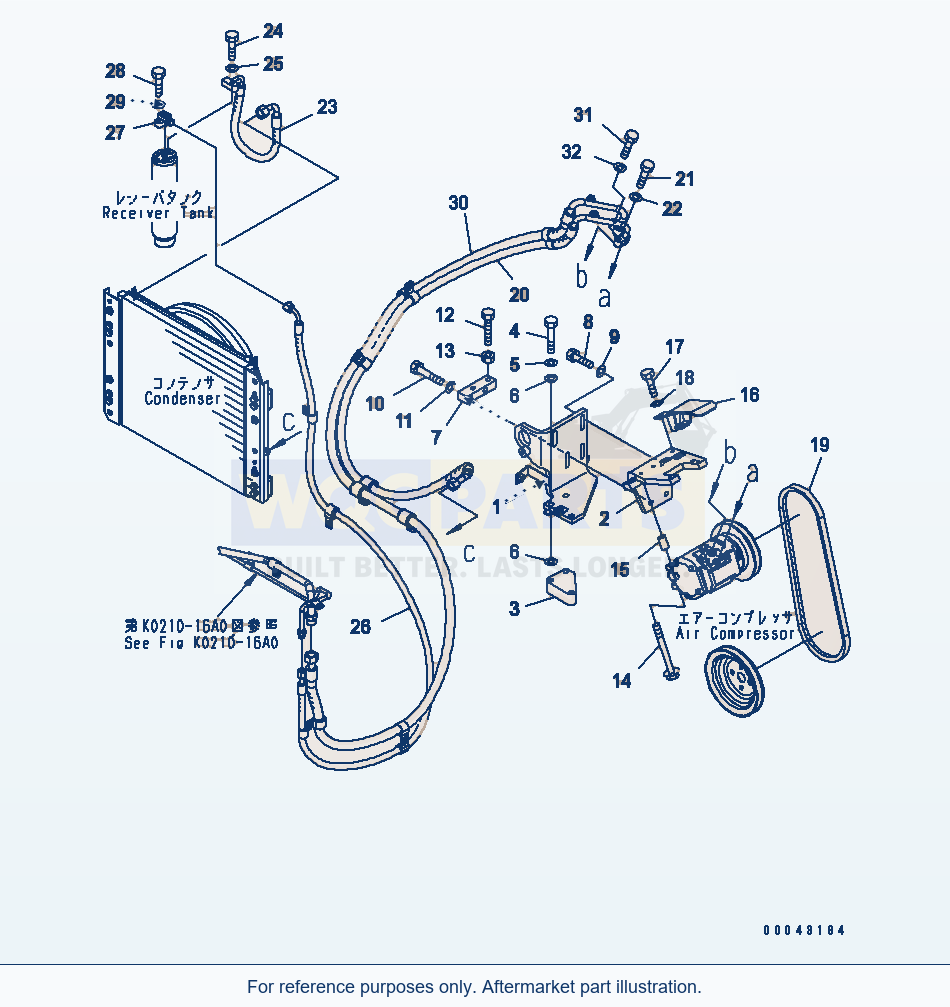 Komatsu WA200PT-5 Air Conditioner (Mounting And Piping) parts diagram