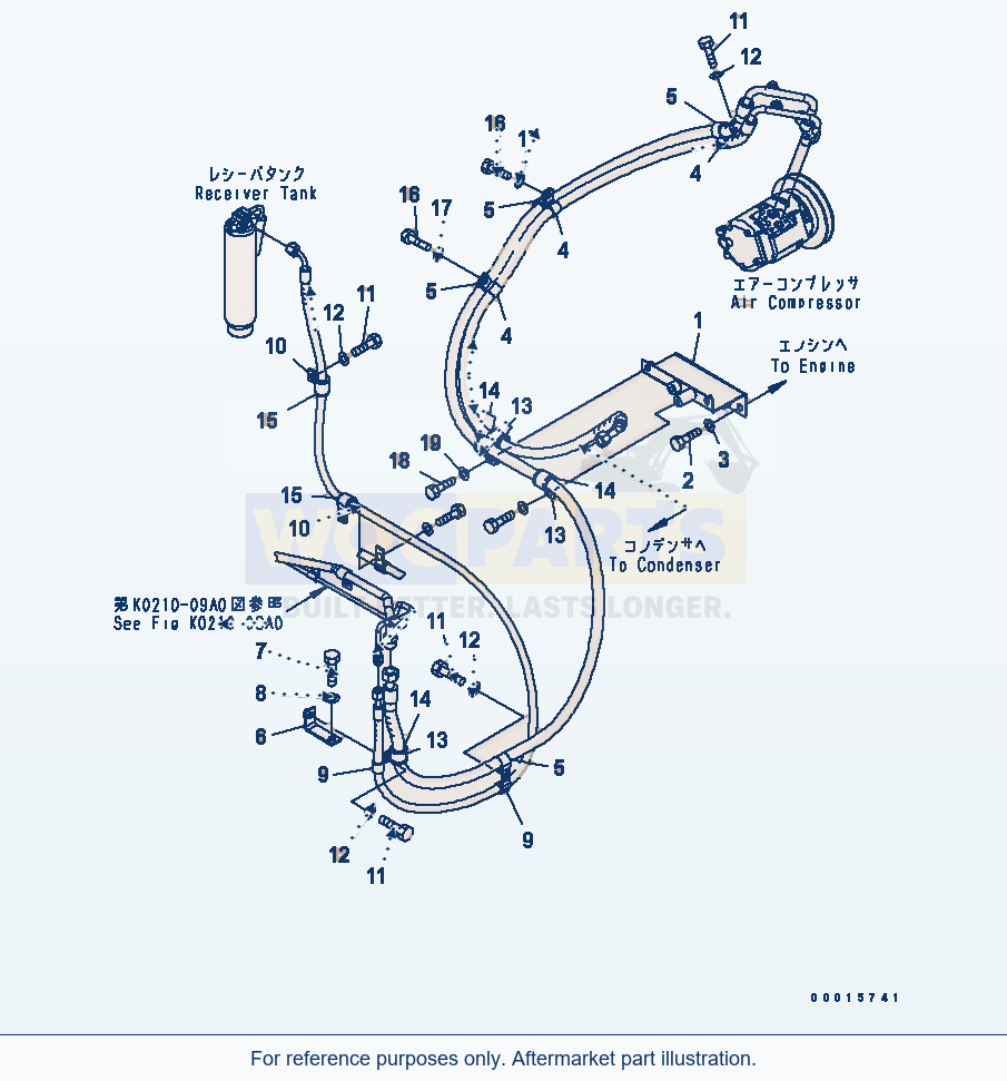 Komatsu WA200PT-5 Air Conditioner (Piping) parts diagram