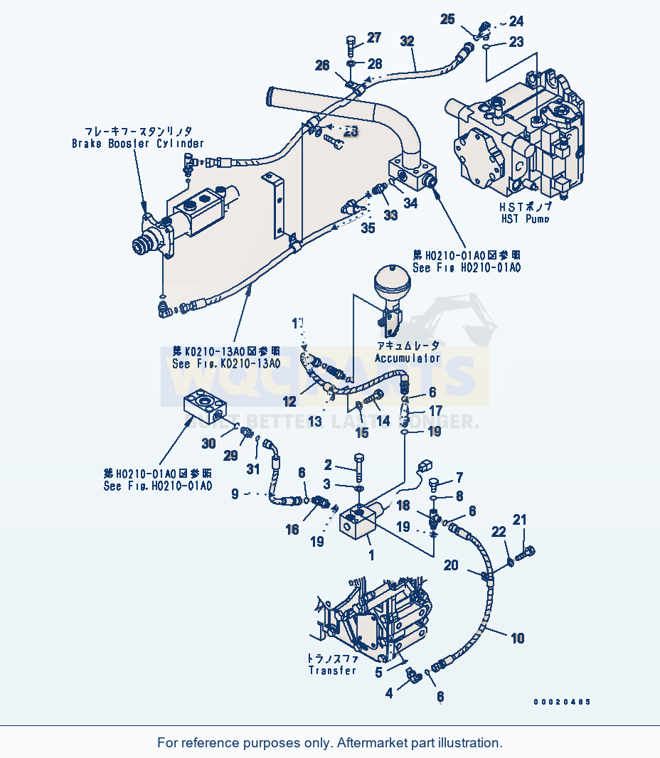 Komatsu WA200PT-5 Inching Control parts diagram