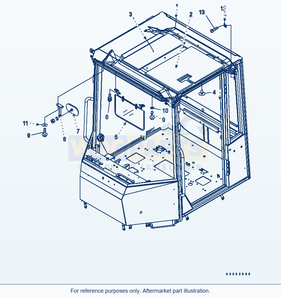 Komatsu WA200PT-5 Rops Cab (Roof Pad) (For Air Conditioner) parts diagram