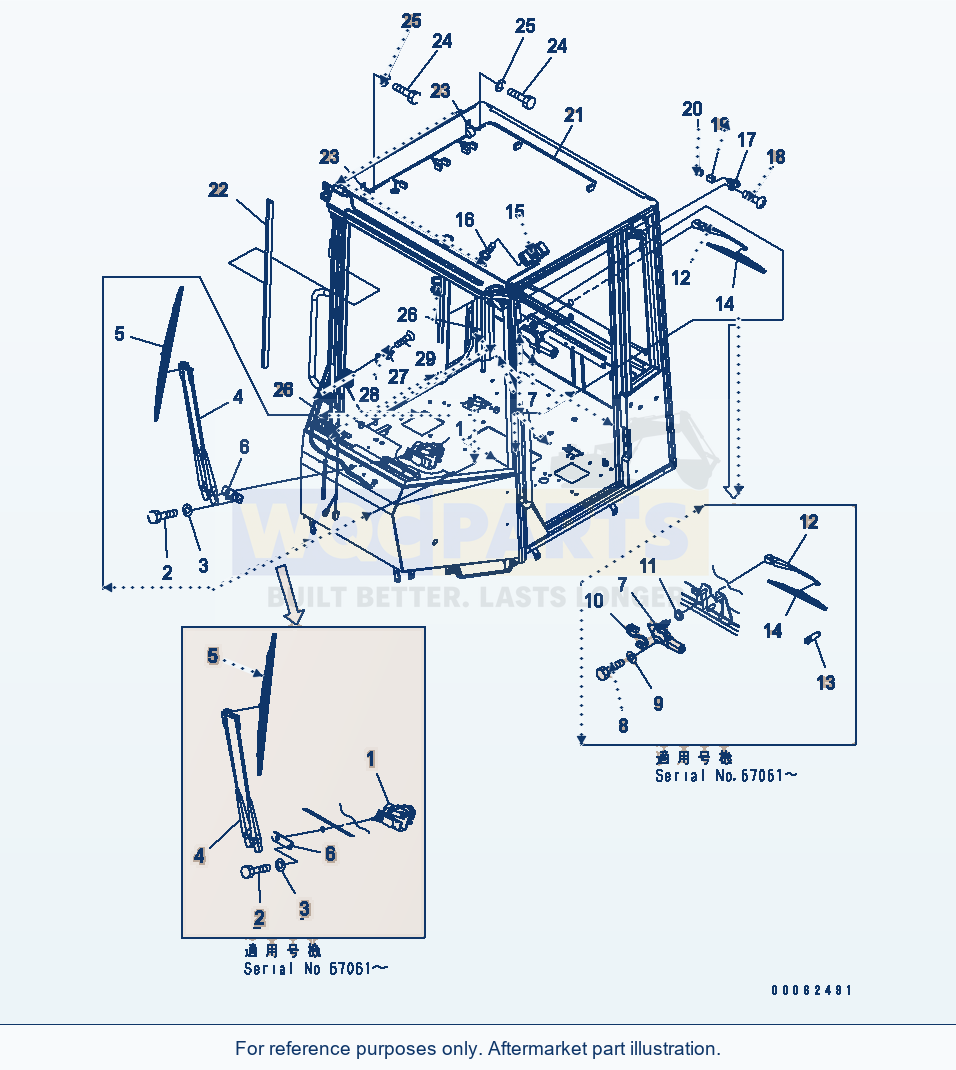 Komatsu WA200PT-5 Rops Cab (Wiper) parts diagram