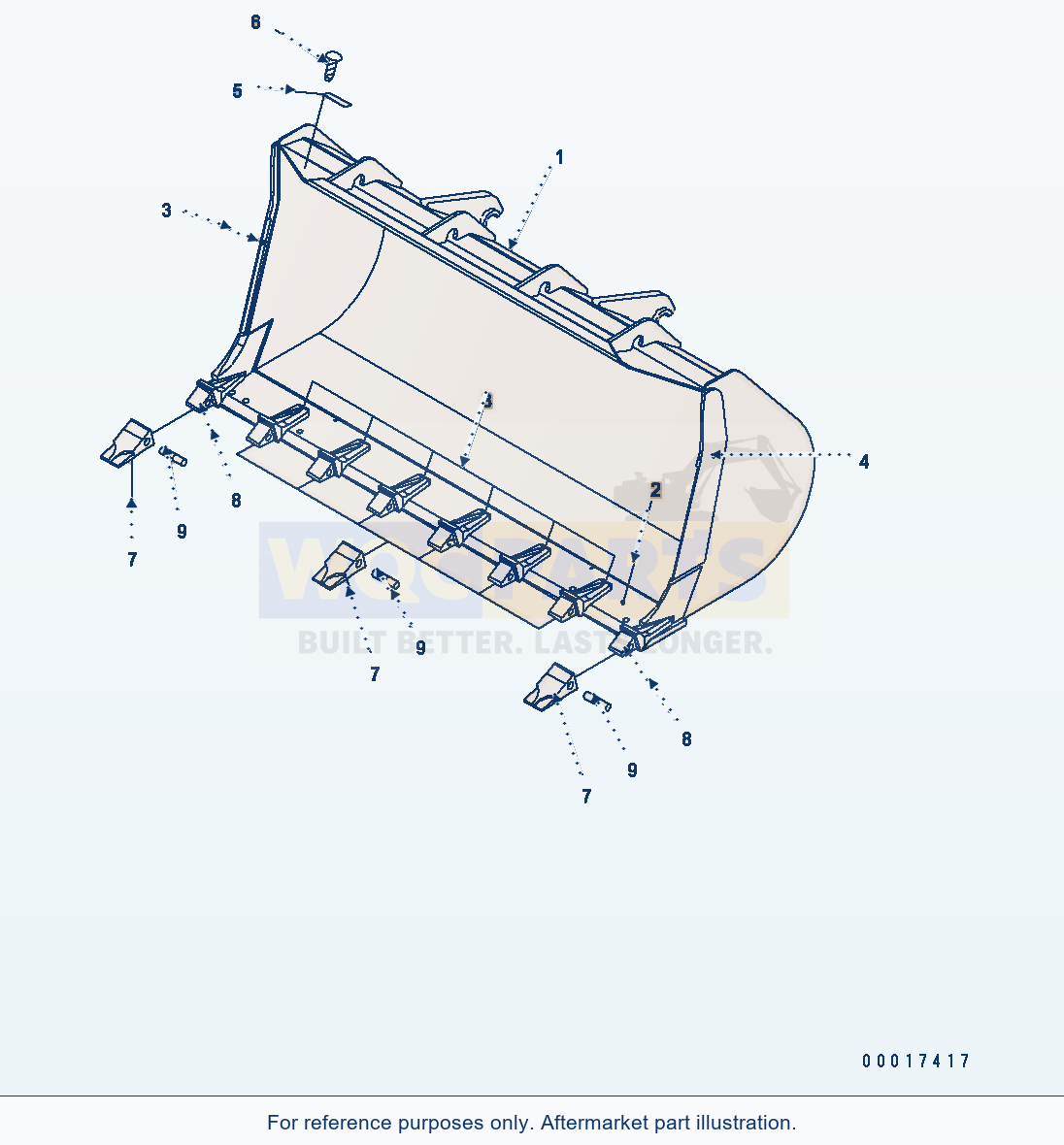 Komatsu WA200PT-5 Bucket 1.9 Cbm (With Teeth) parts diagram