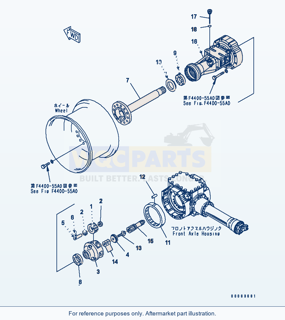Komatsu WA200PT-5 Front Axle (Final Drive And Housing, L.H.) parts diagram