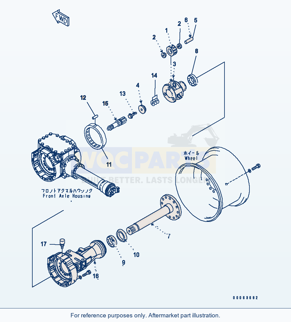 Komatsu WA200PT-5 Front Axle (Final Drive And Housing, R.H.) parts diagram