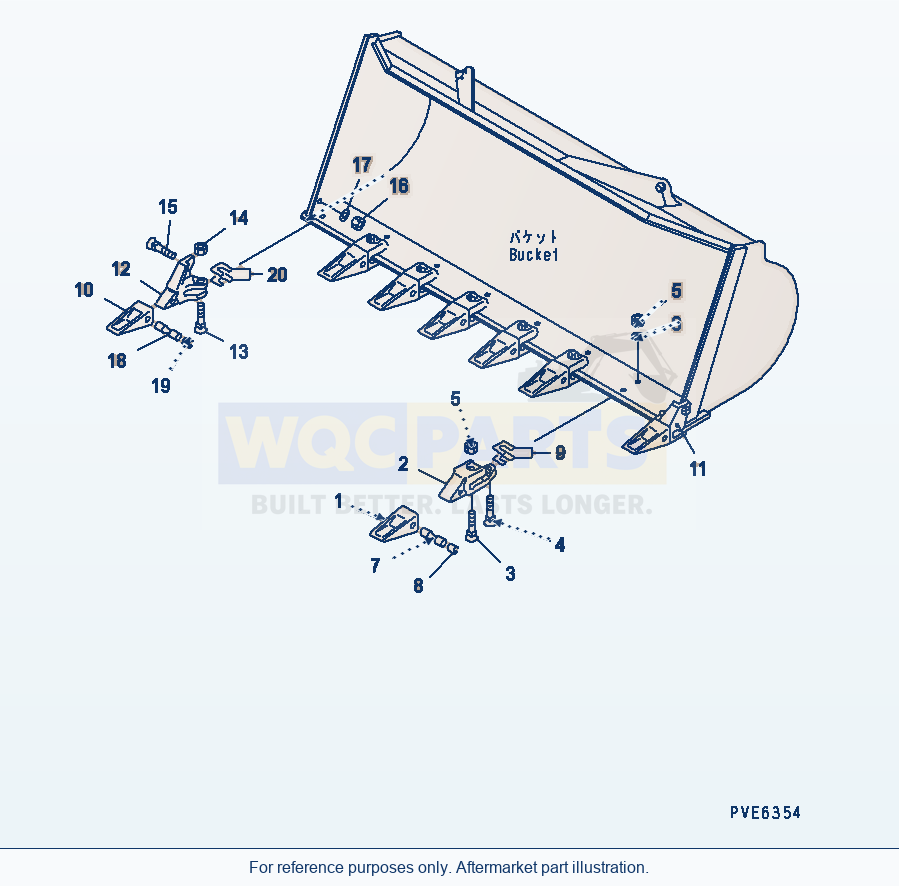 Komatsu WA200PT-5 Tooth (Tip Tooth) parts diagram
