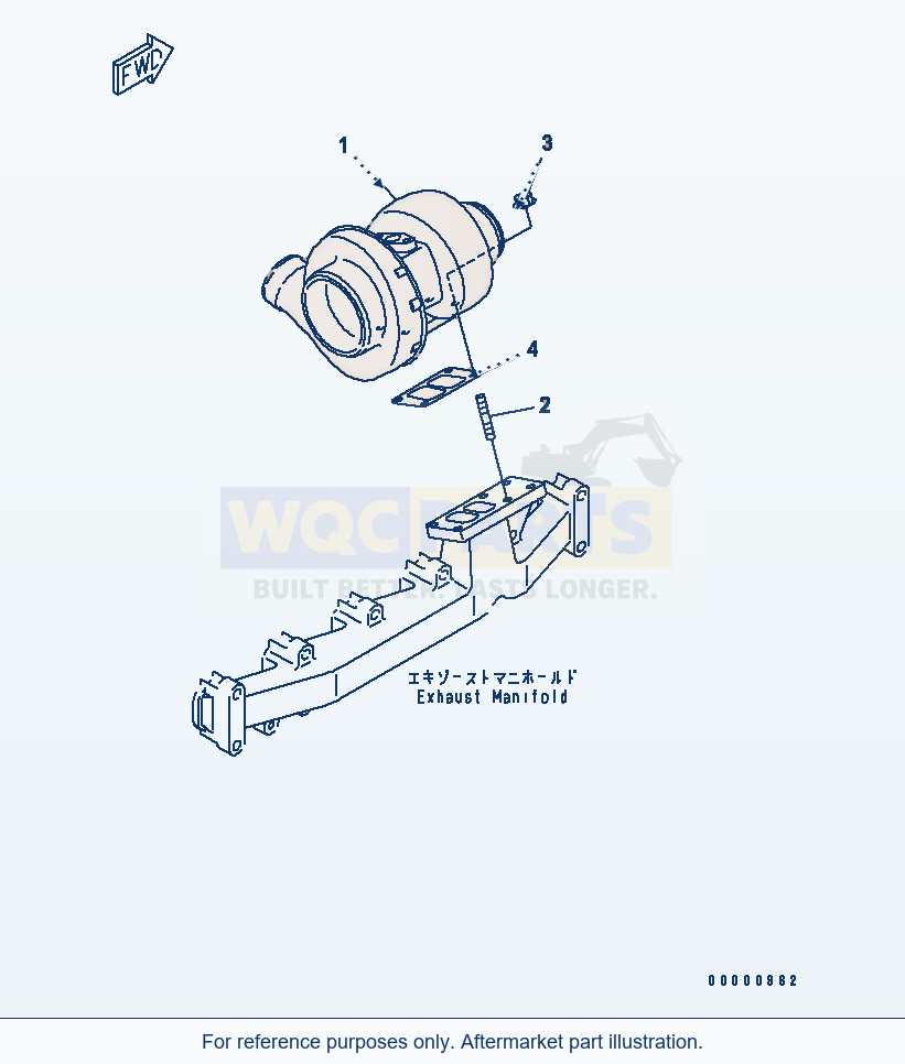 Komatsu WA200PT-5L Turbocharger Mounting parts diagram