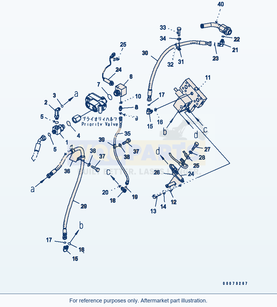 Komatsu WA200PT-5L Auxiliary Steering Line parts diagram