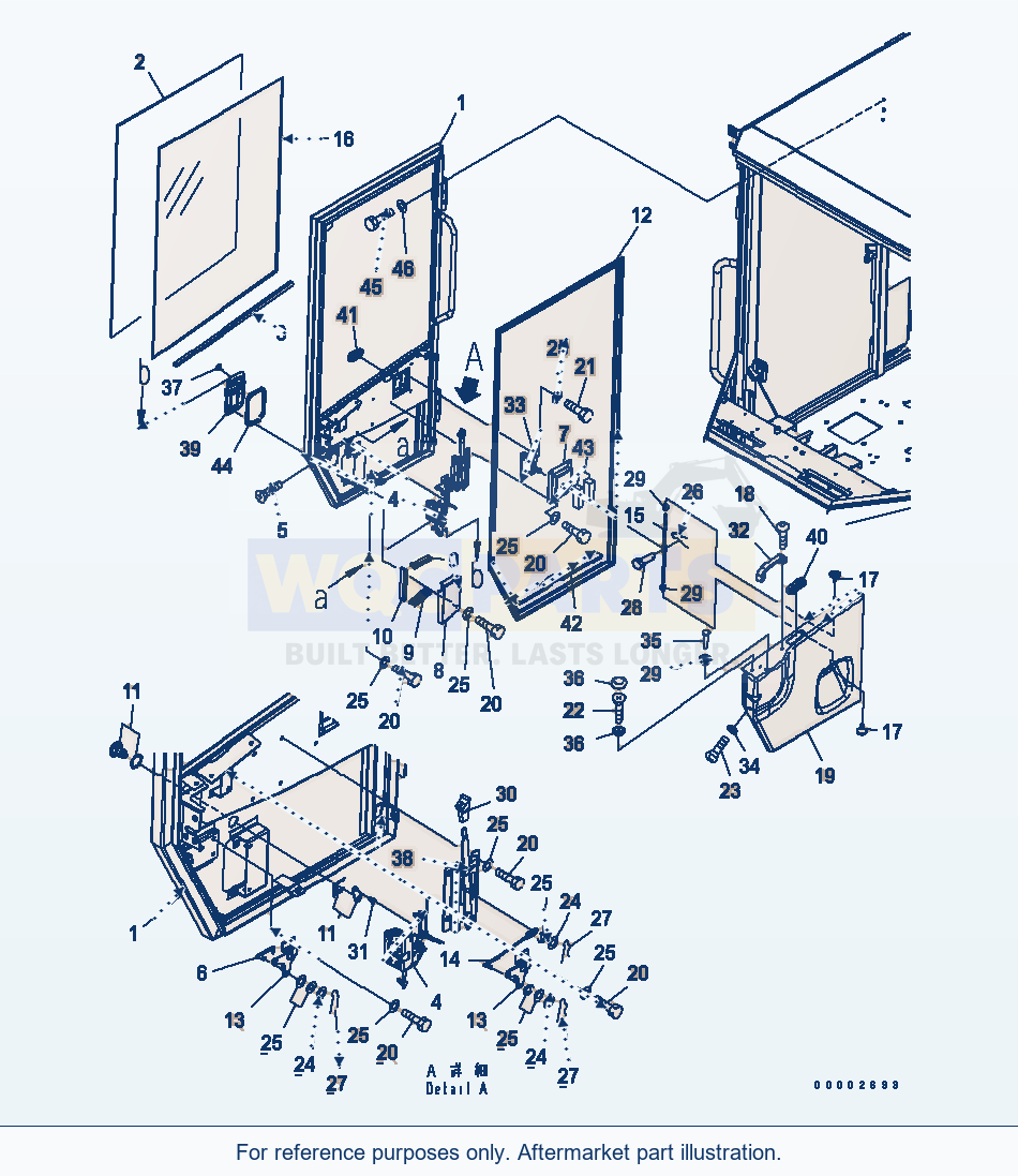 Komatsu WA200PT-5L Rops Cab (Door R.H.) parts diagram