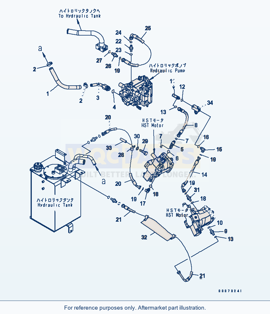 Komatsu WA200PT-5L Hst Oil Charge Line (For Auxiliary Steering) parts diagram