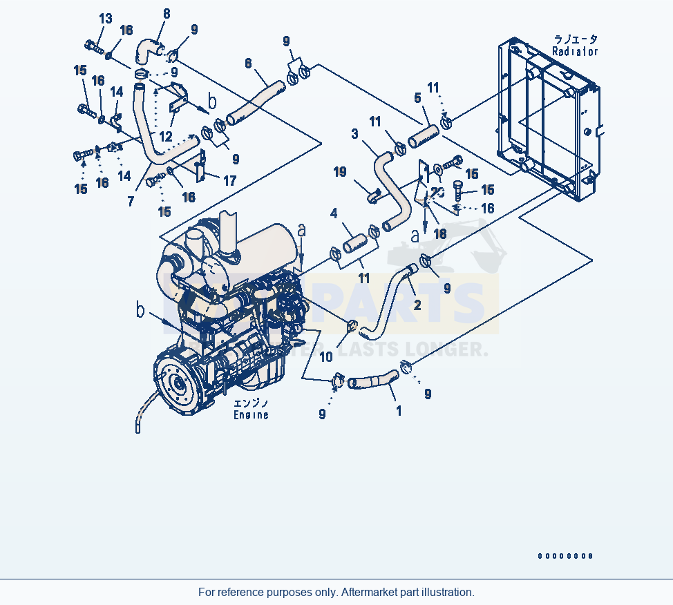 Komatsu WA200PTL-5 Cooling Line parts diagram
