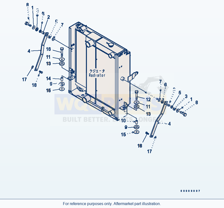 Komatsu WA200PTL-5 Radiator Mount parts diagram