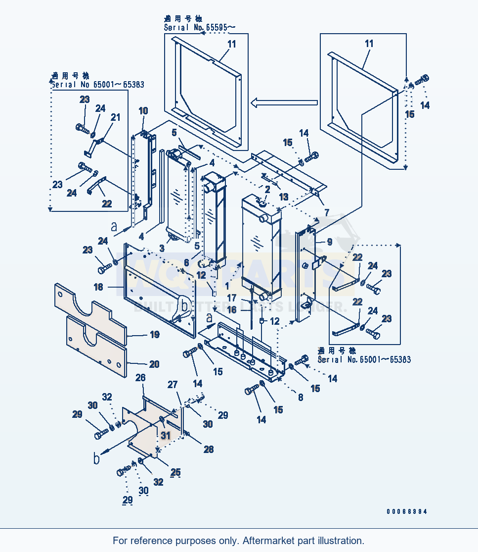 Komatsu WA200PTL-5 Radiator parts diagram