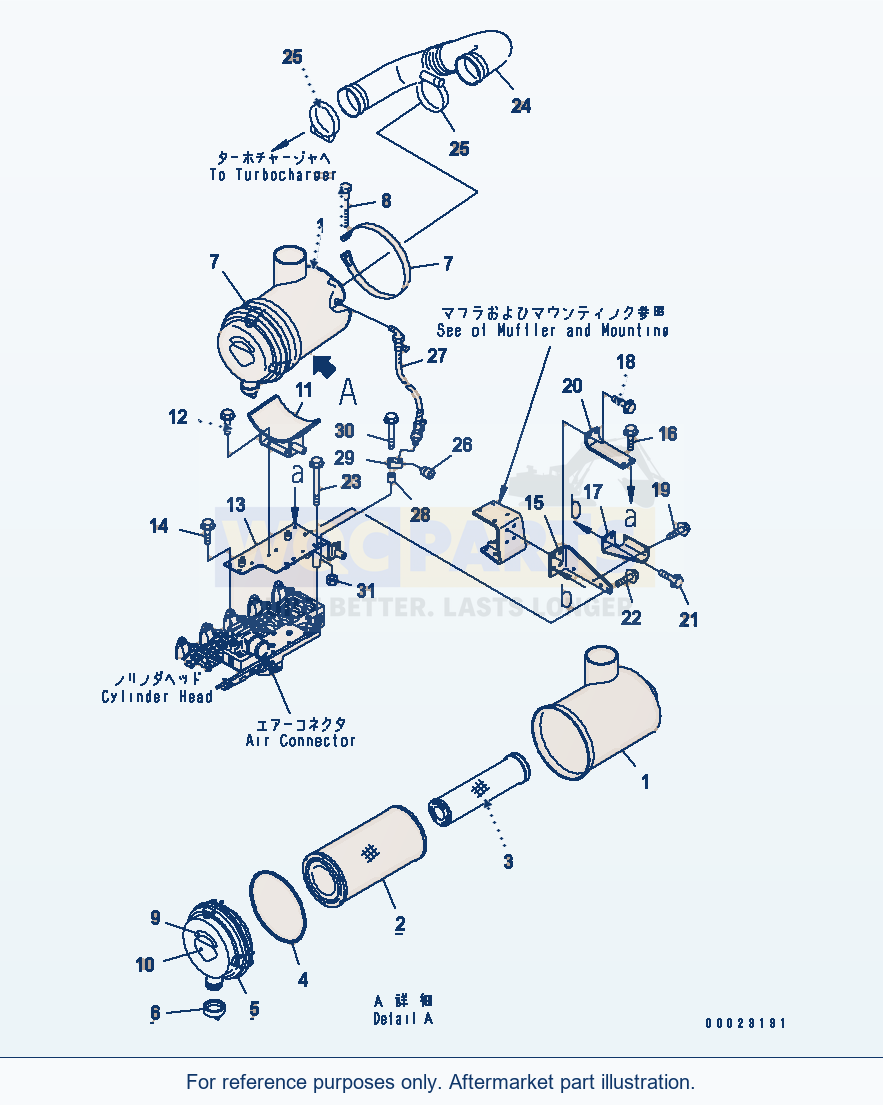 Komatsu WA200PTL-5 Air Cleaner(#26319077-) parts diagram