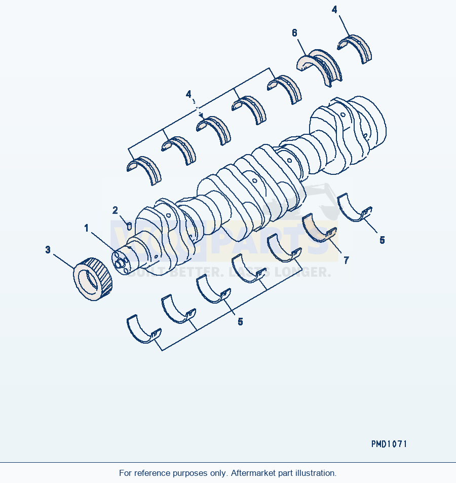 Komatsu WA200PTL-5 Crankshaft parts diagram
