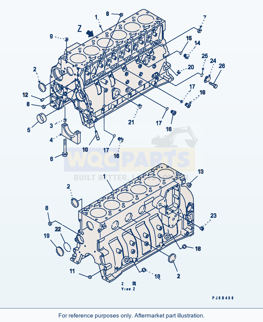 Komatsu WA200PTL-5 Cylinder Block parts diagram