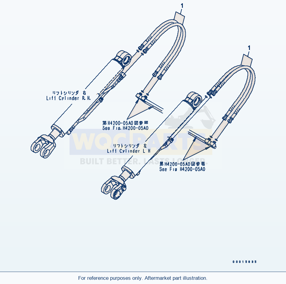 Komatsu WA200PTL-5 Hydraulic Piping (Lift Cylinder Hose) parts diagram