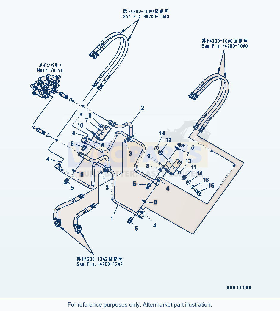 Komatsu WA200PTL-5 Hydraulic Piping (Lift Cylinder Line) parts diagram