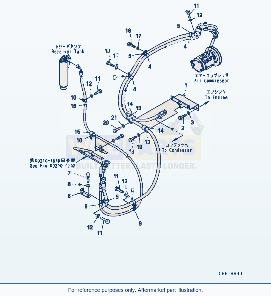 Komatsu WA200PTL-5 Air Conditioner (Piping) parts diagram