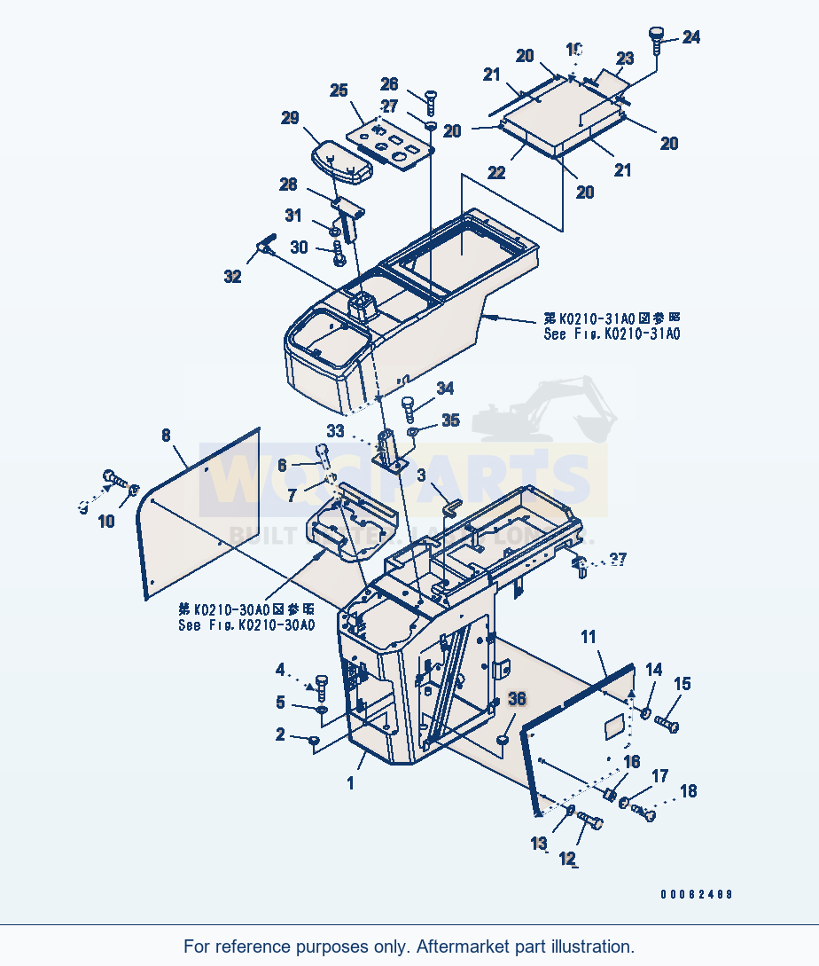 Komatsu WA200PTL-5 Floor (Console Box) (R.H.) (For Canopy) parts diagram