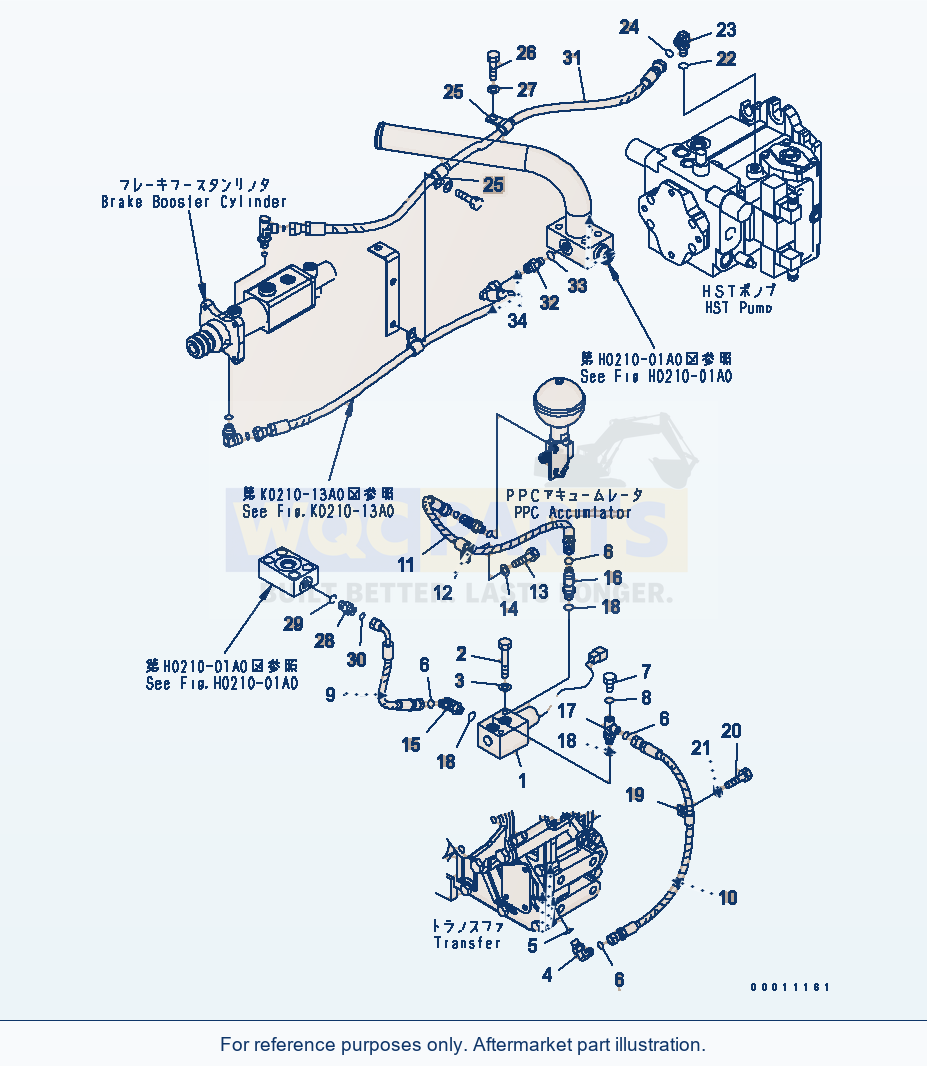 Komatsu WA200PTL-5 Inching Control parts diagram