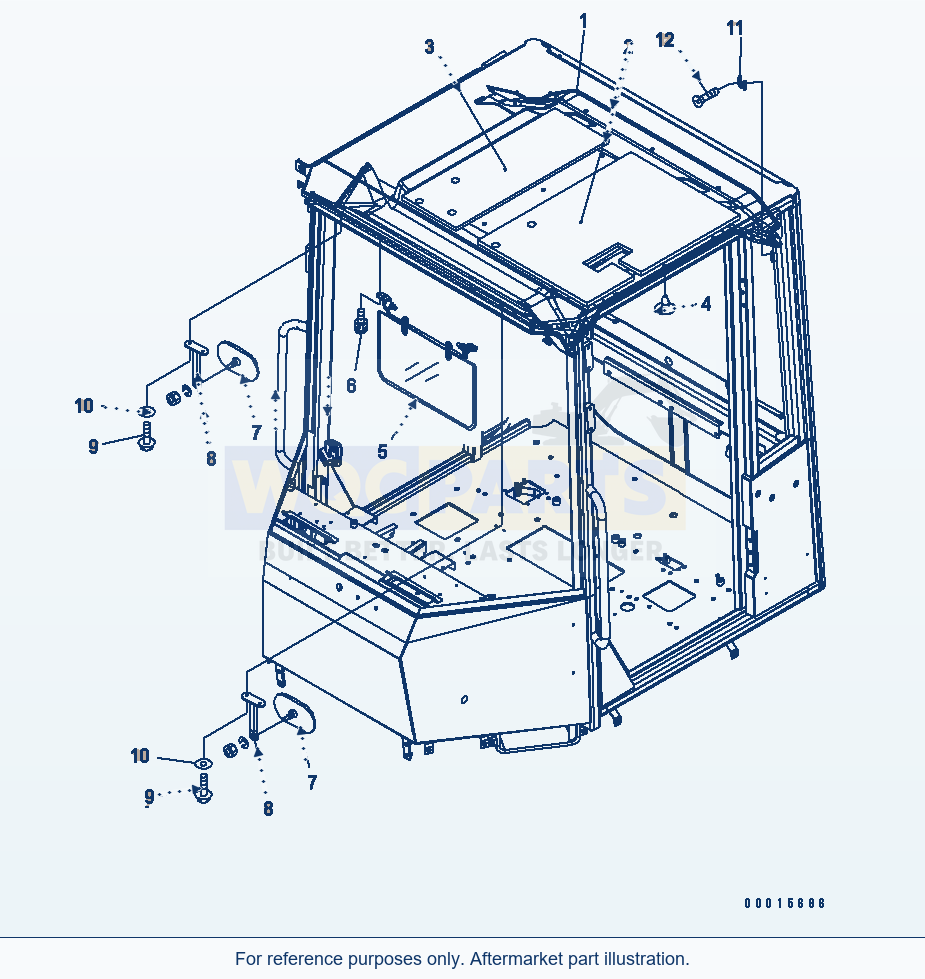 Komatsu WA200PTL-5 Rops Cab (Roof Pad) parts diagram