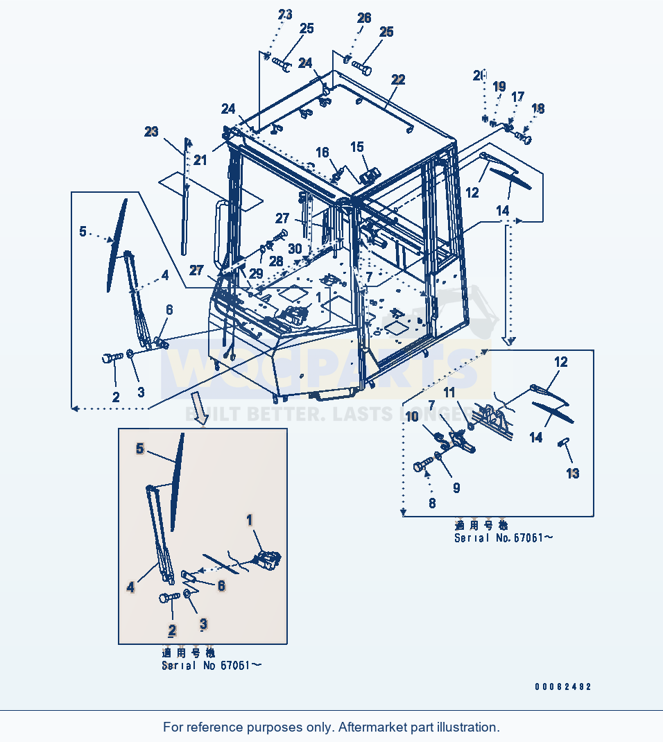 Komatsu WA200PTL-5 Rops Cab (Wiper) parts diagram