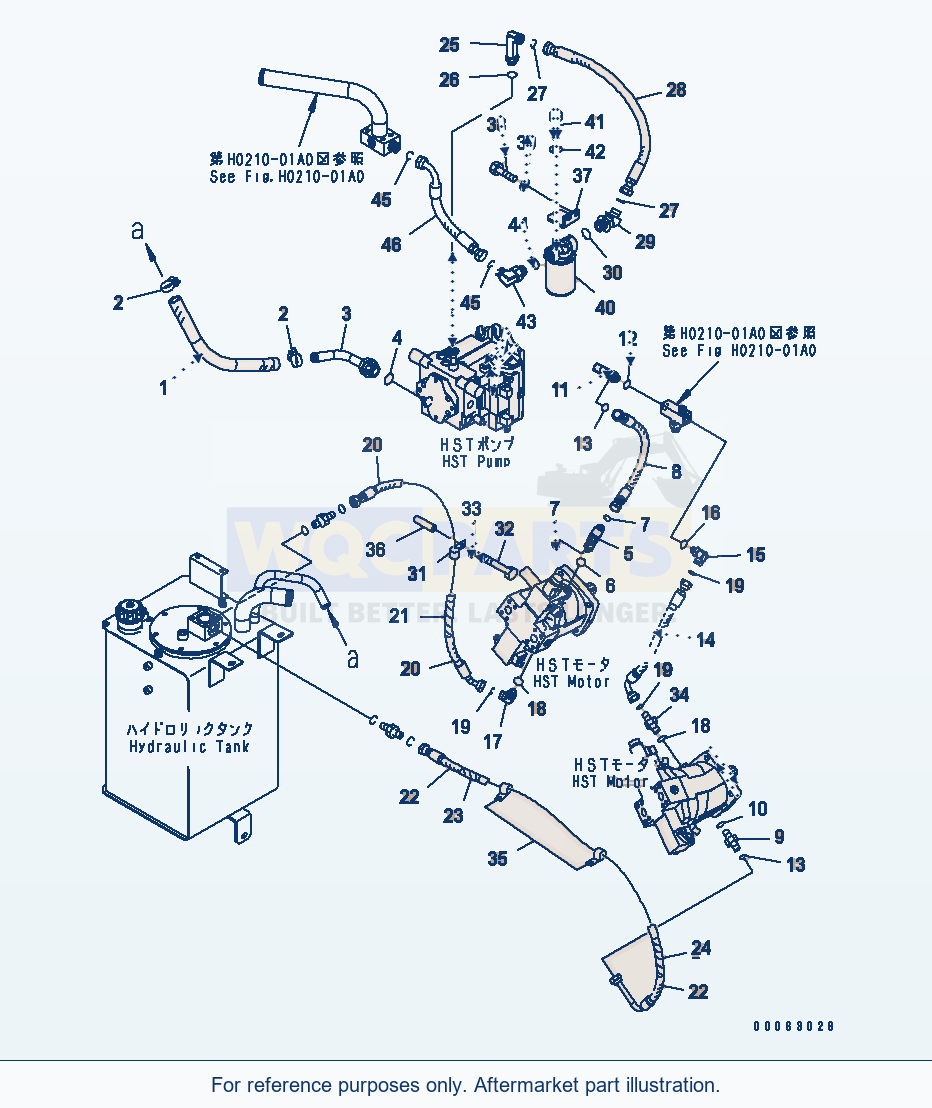 Komatsu WA200PTL-5 Hst Oil Line (Charge Line)(#68506-) parts diagram