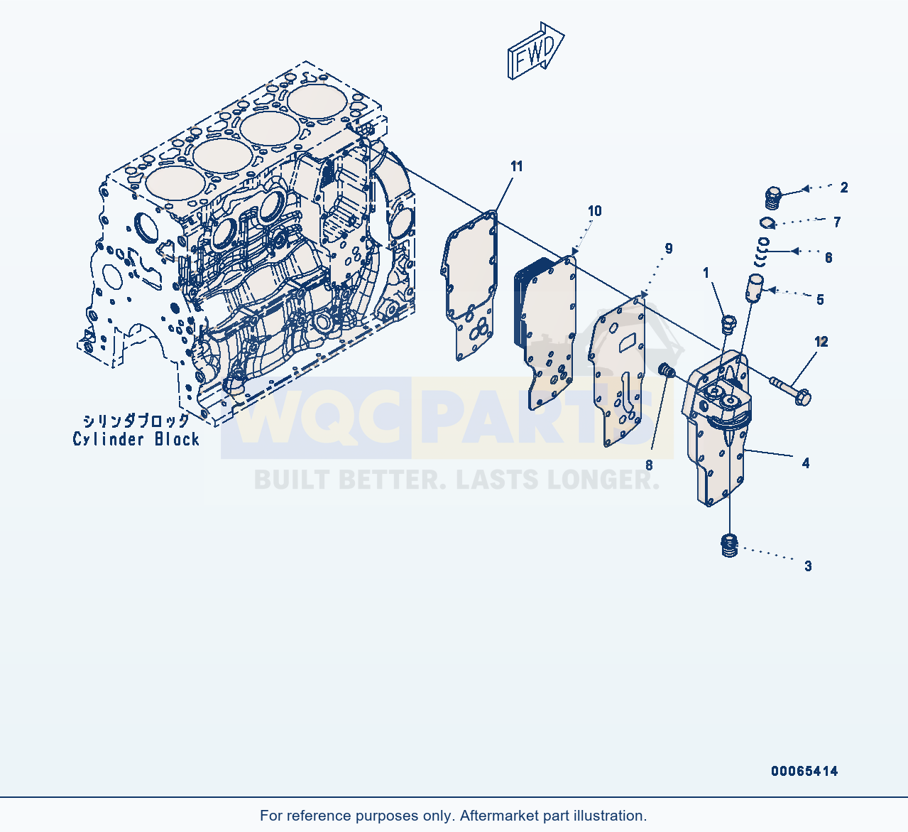 Komatsu WA200PZ-6 Engine Oil Cooler (Alc00-001001) parts diagram