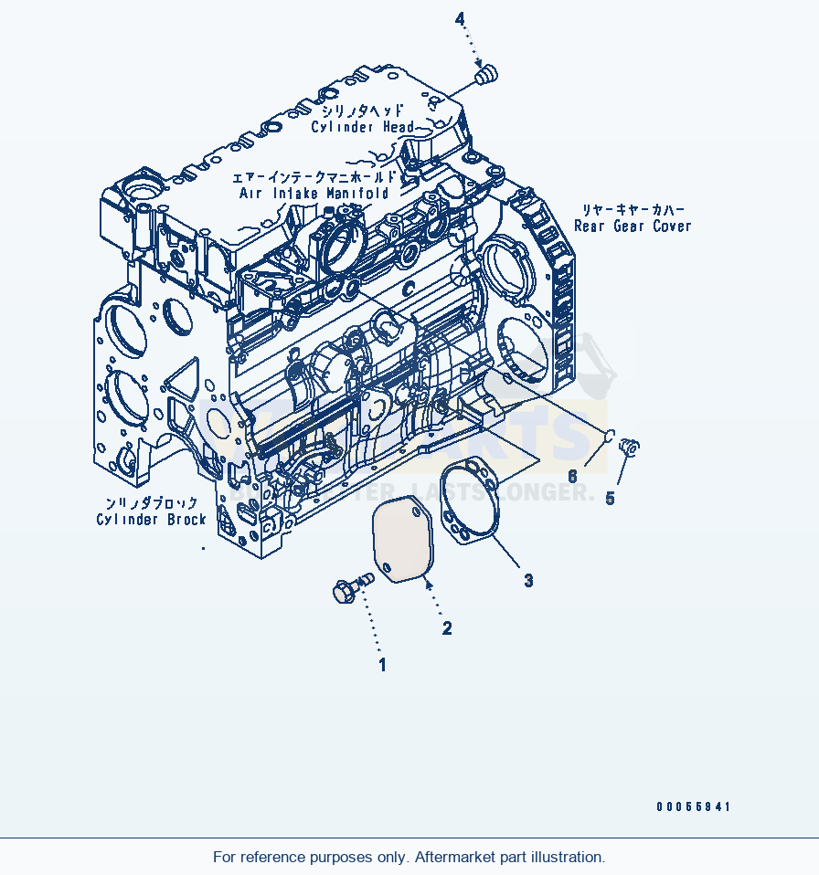 Komatsu WA200PZ-6 Rear Gear Cover Fitting Serial 70136 - 70342 parts diagram