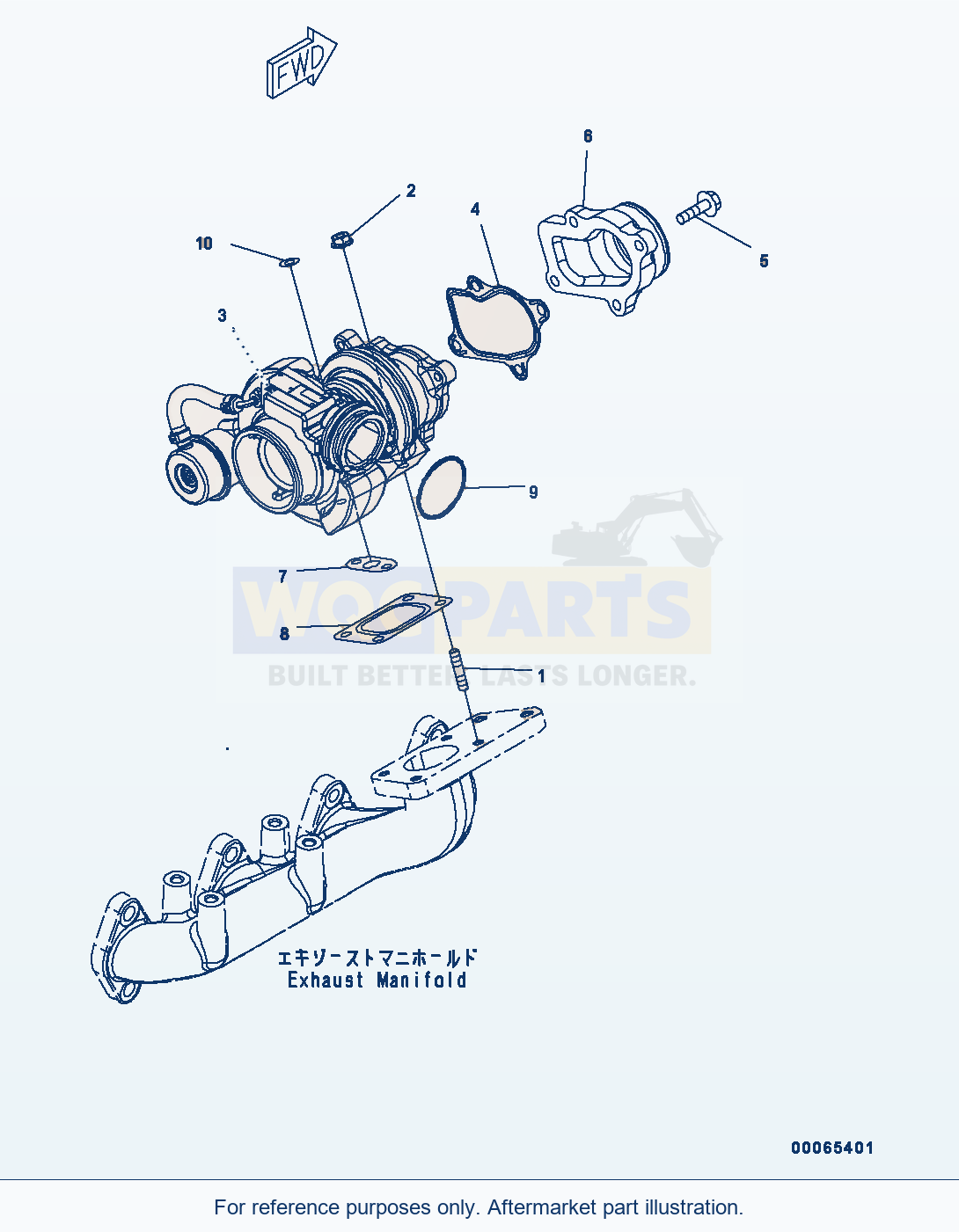 Komatsu WA200PZ-6 Turbocharger parts diagram