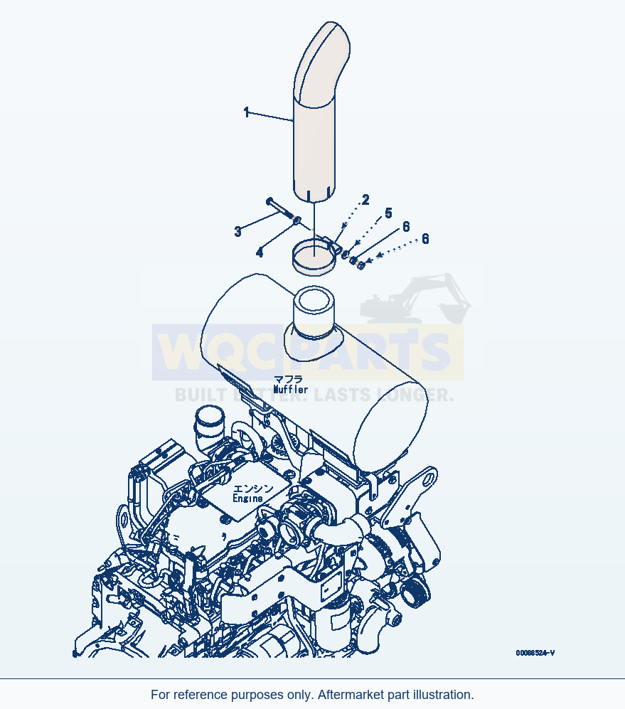 Komatsu WA200PZ-6 Exhaust Pipe Serial 70136 - 70342 parts diagram