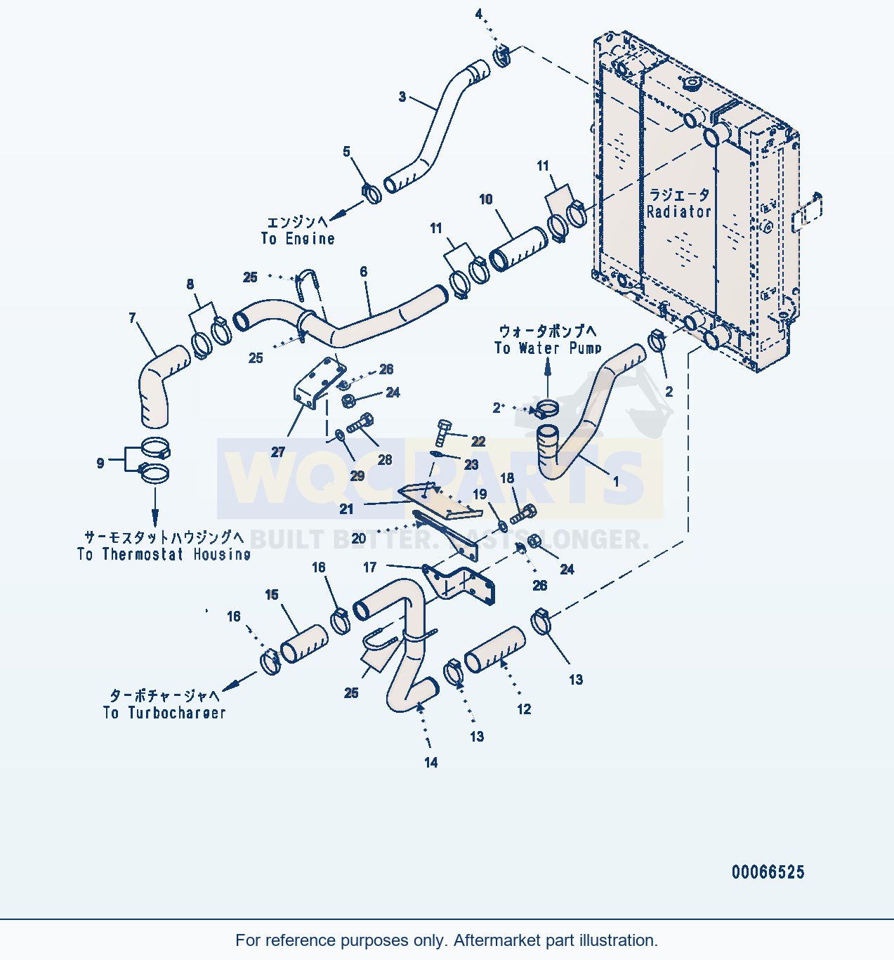Komatsu WA200PZ-6 Coolant Piping parts diagram