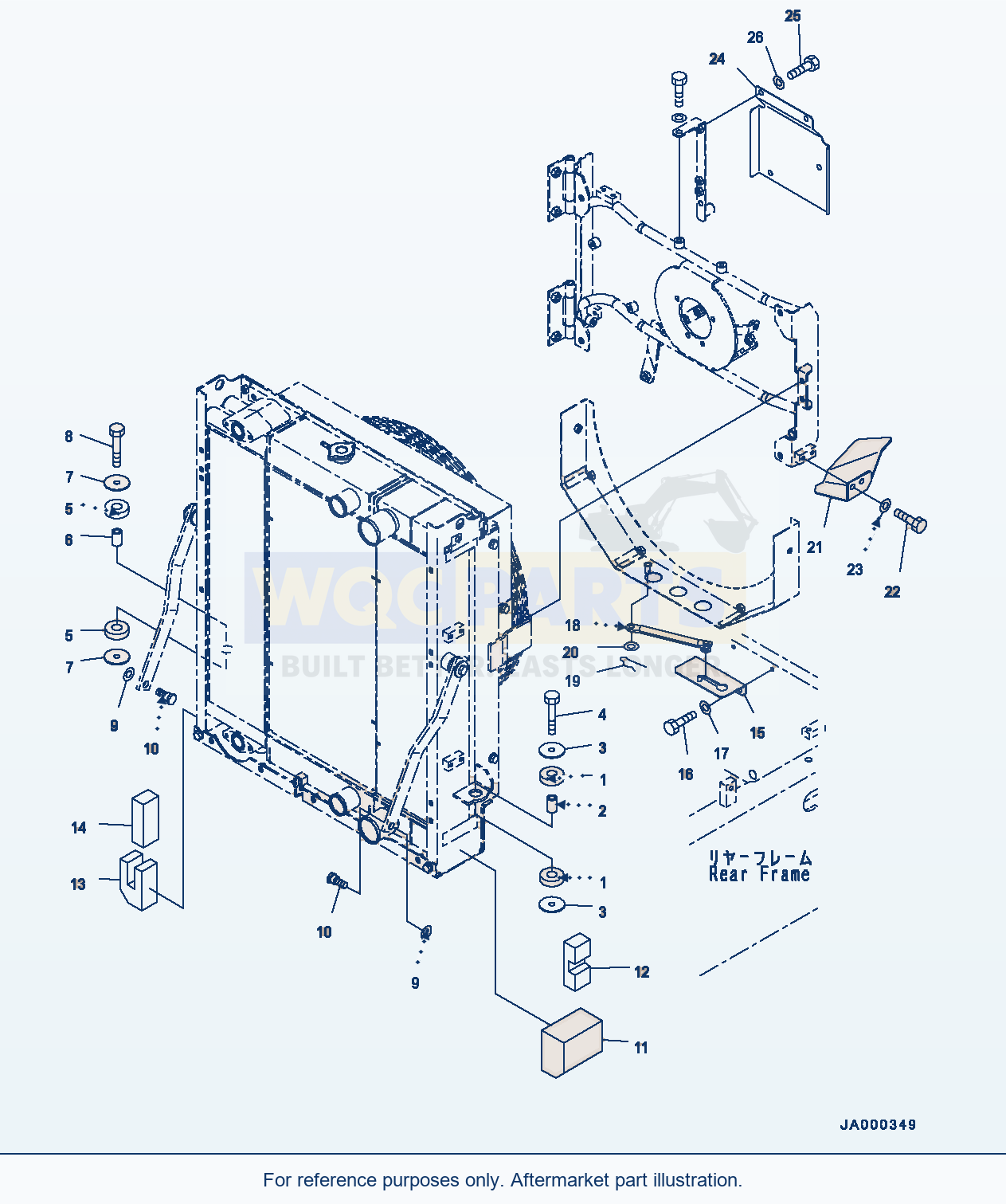 Komatsu WA200PZ-6 Radiator (Mounting) Serial H00051 - UP parts diagram