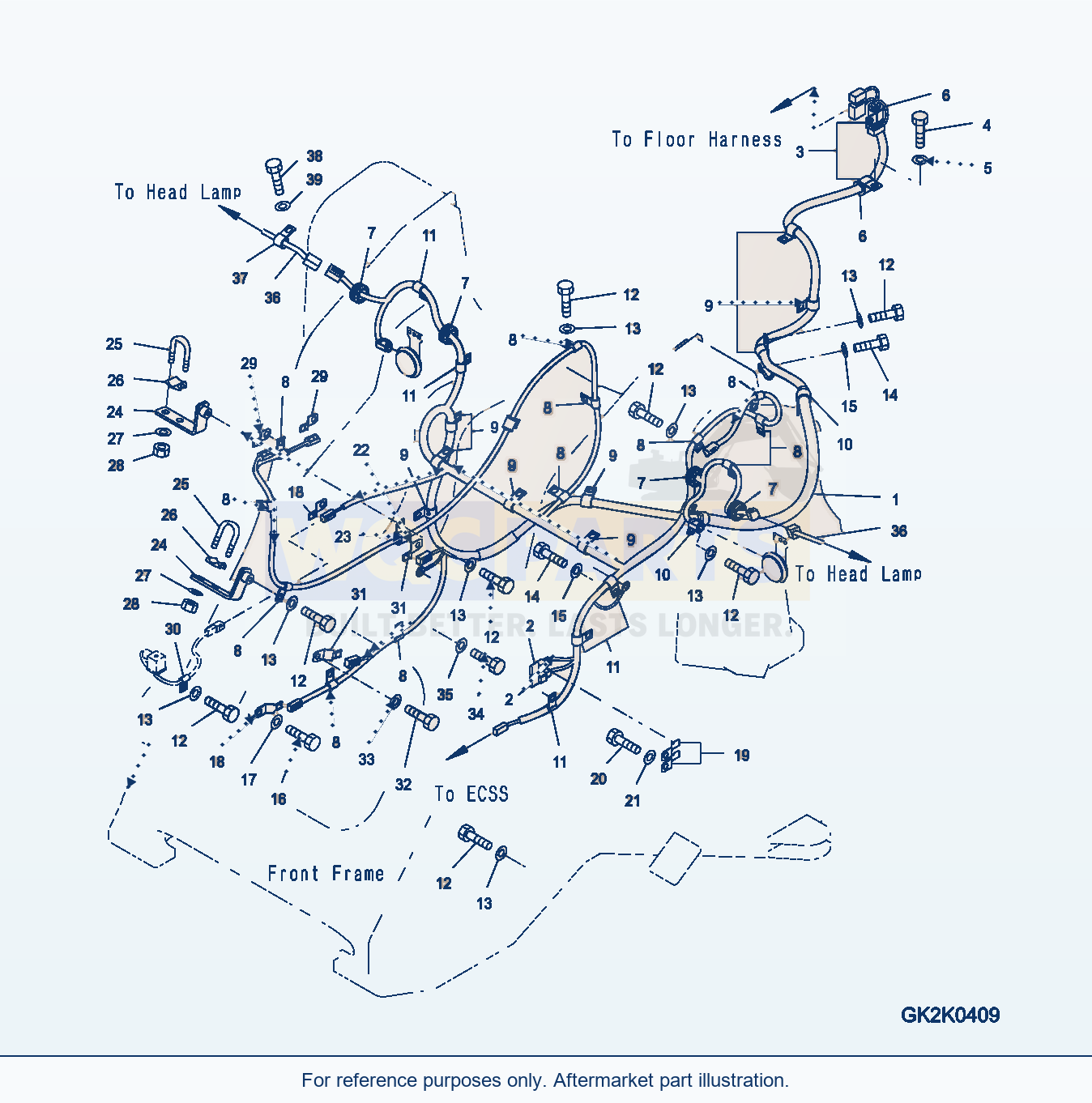 Komatsu WA200PZ-6 Front Harness parts diagram
