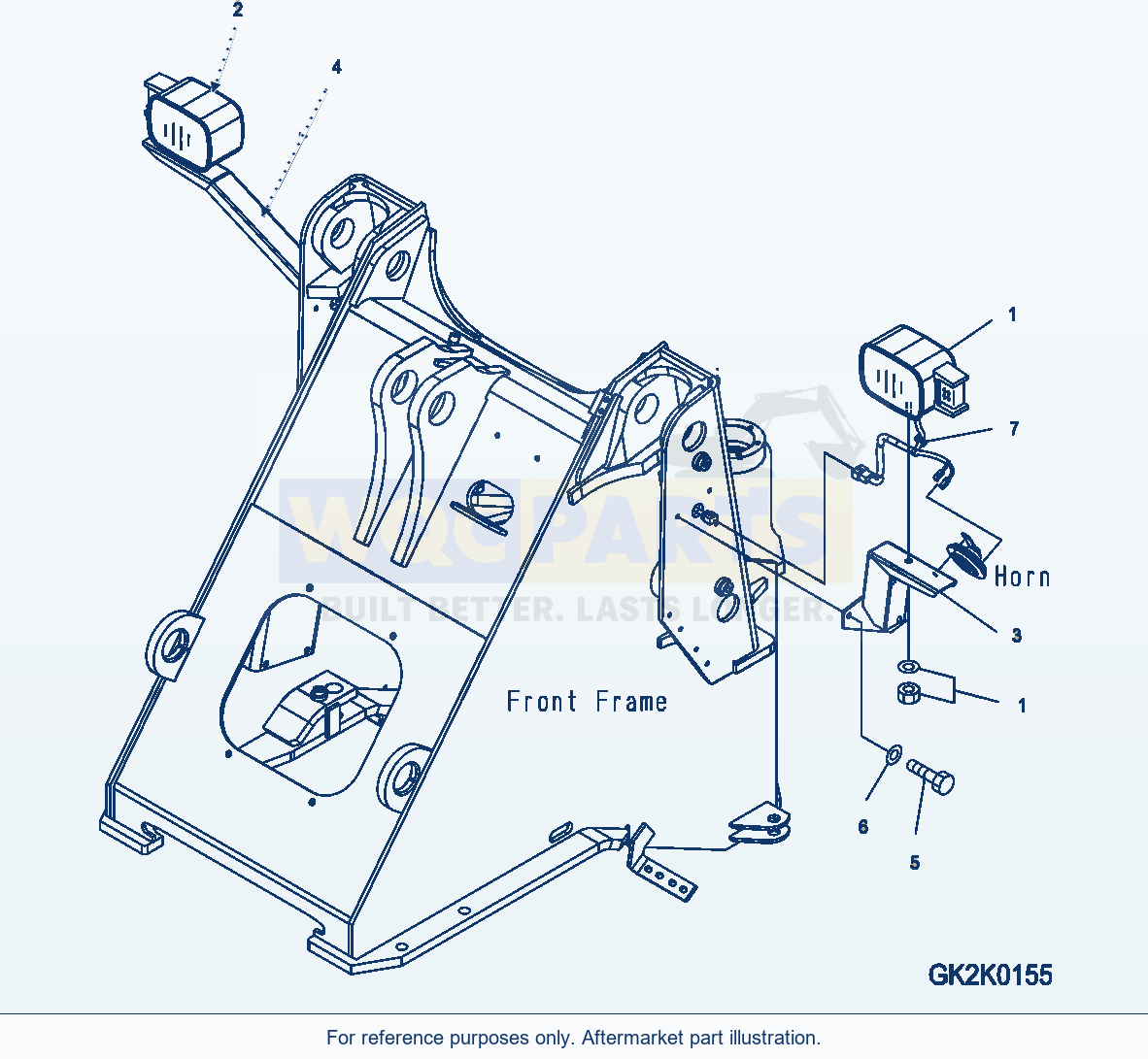 Komatsu WA200PZ-6 Front Lamp (Right Hand Driving) parts diagram