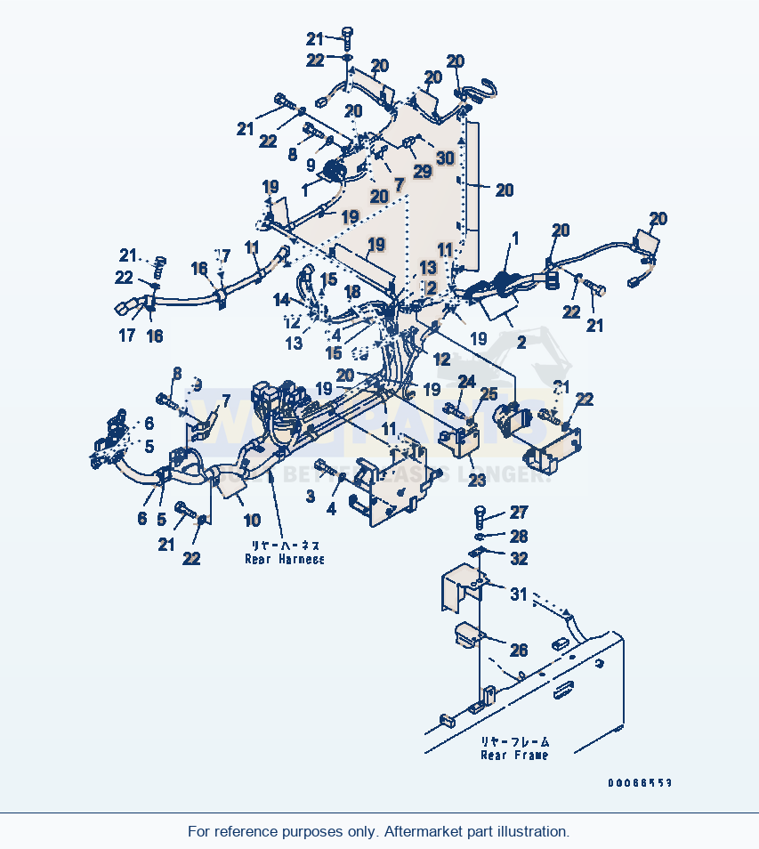 Komatsu WA200PZ-6 Rear Electric Harness (Mounting) parts diagram