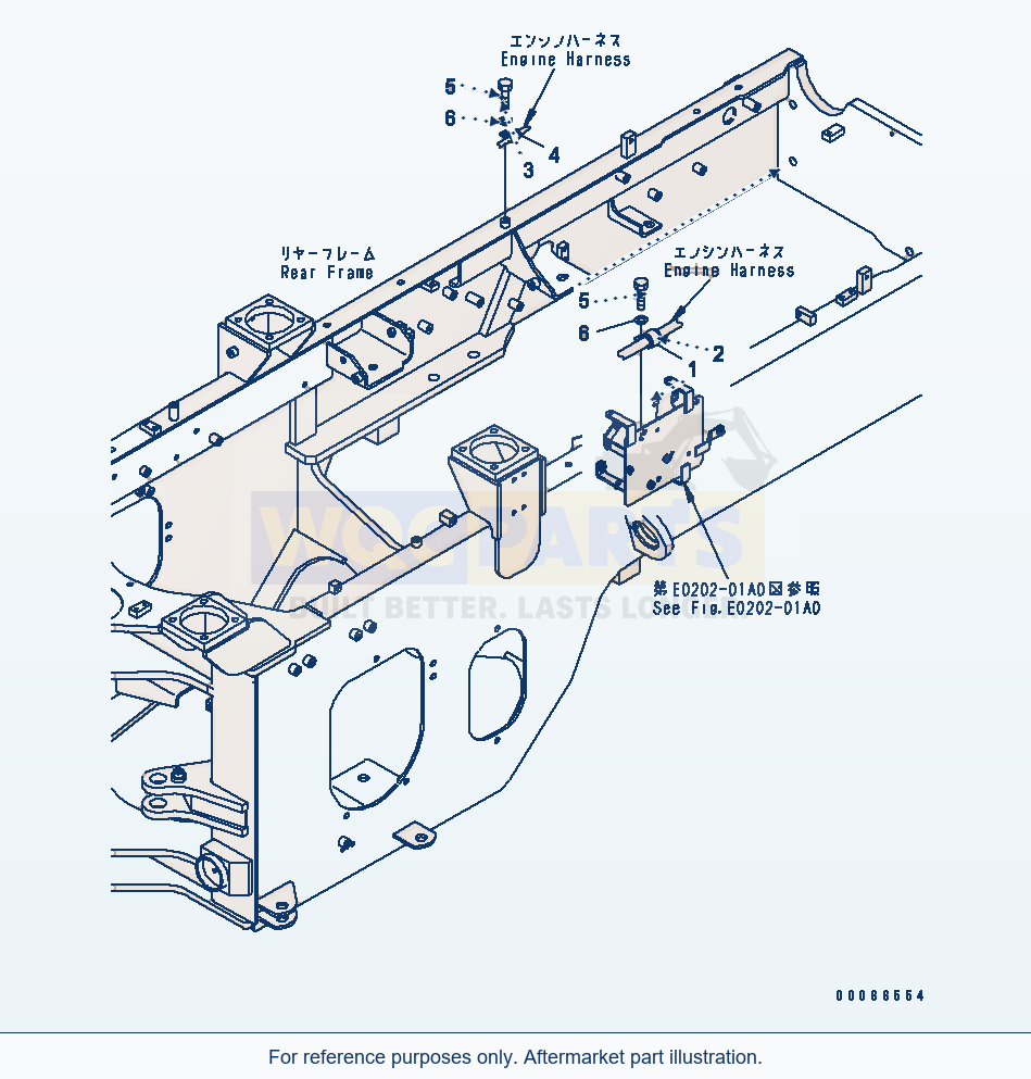Komatsu WA200PZ-6 Rear Harness (Engine Harness Mounting Parts) parts diagram