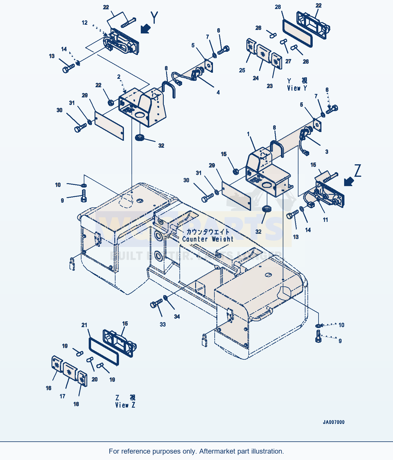 Komatsu WA200PZ-6 Battery Case, Rear Combination Lamp (#71023-) parts diagram