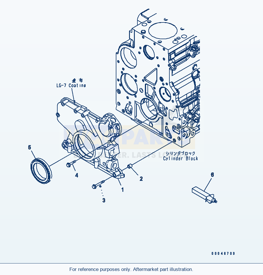 Komatsu WA200PZ-6 Front Gear Cover Serial 70001-70882 parts diagram