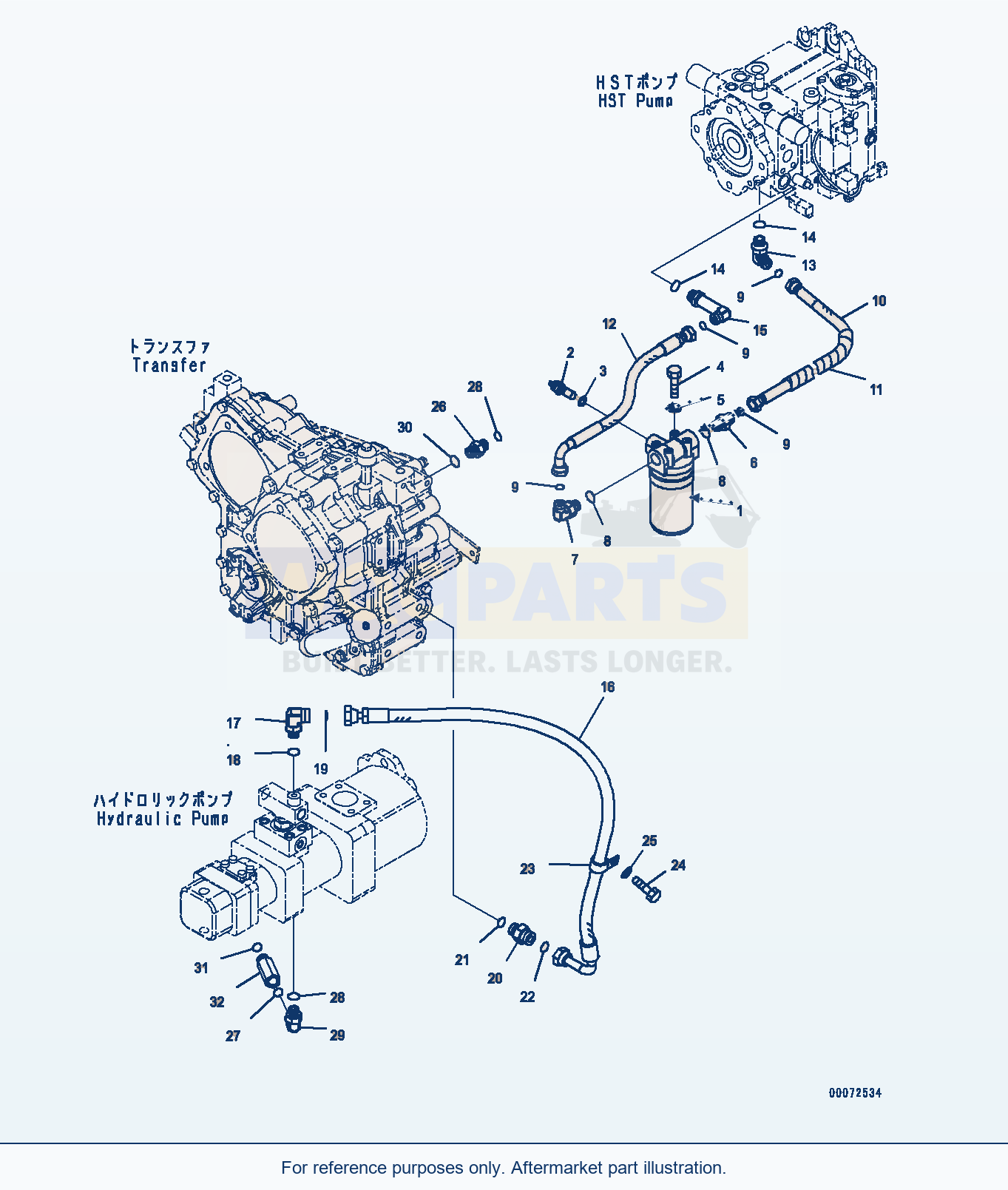 Komatsu WA200PZ-6 Hst Oil Line (Filter And Transfer Line) parts diagram