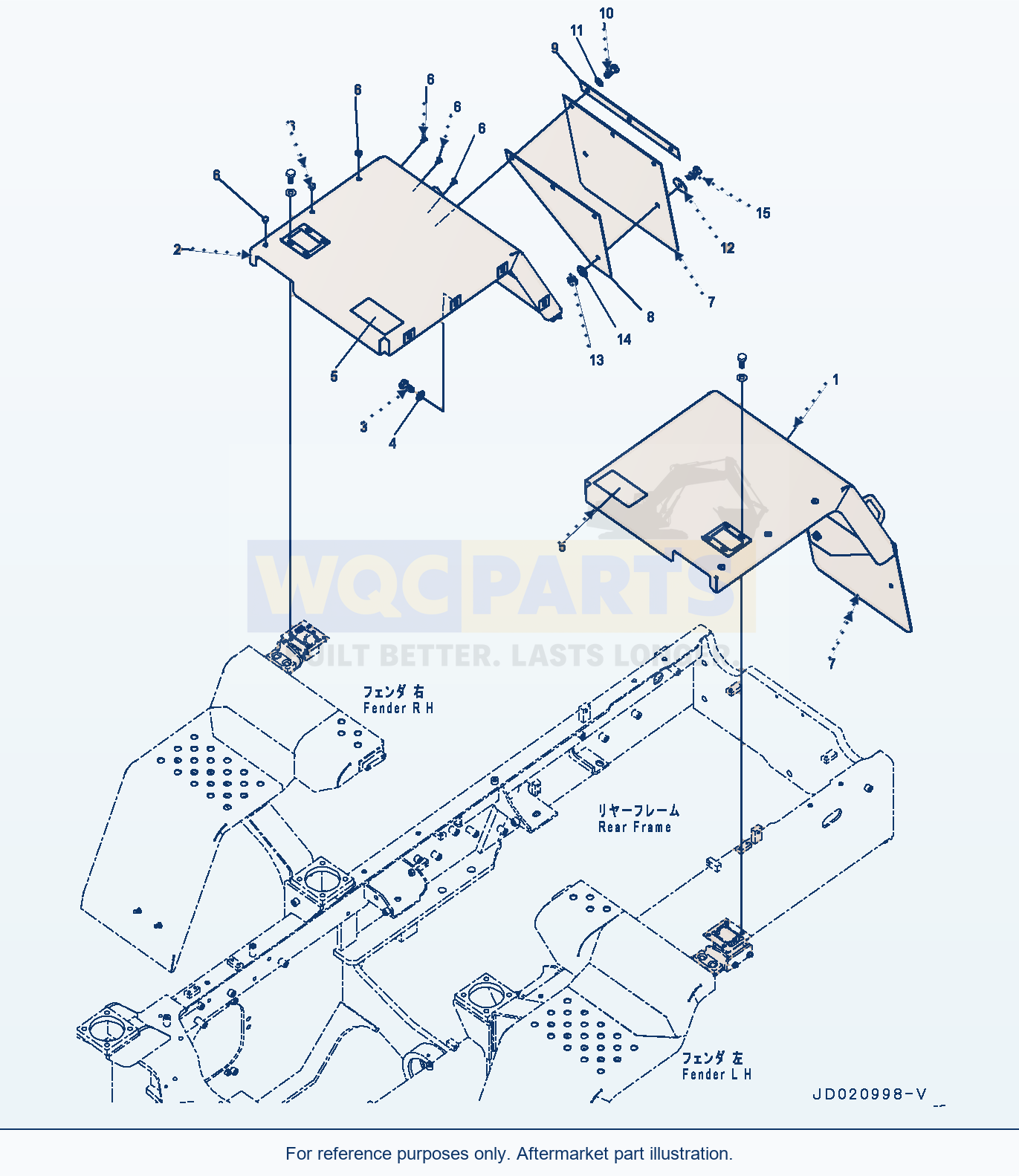 Komatsu WA200PZ-6 Rear Fender, Fender And Sheet (#71023-) parts diagram