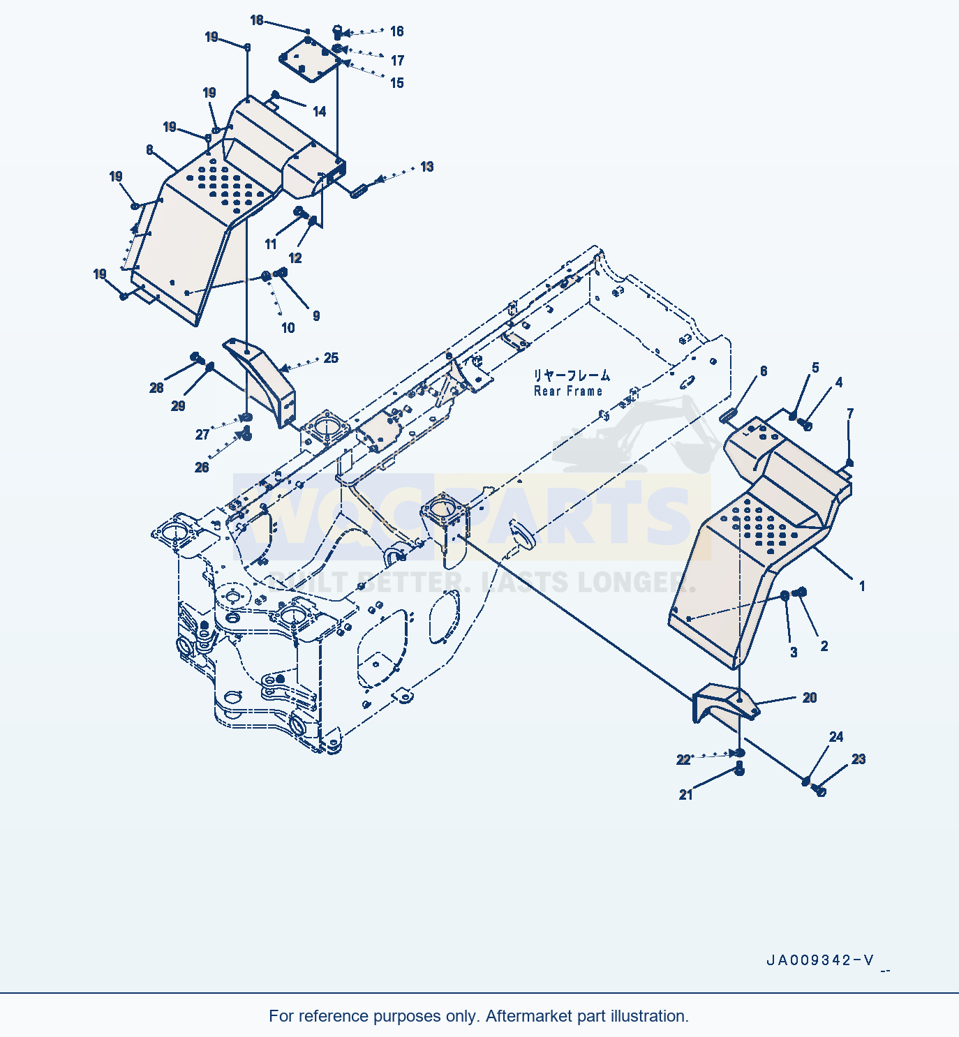 Komatsu WA200PZ-6 Rear Fender, Fender And Support (#71023-) parts diagram
