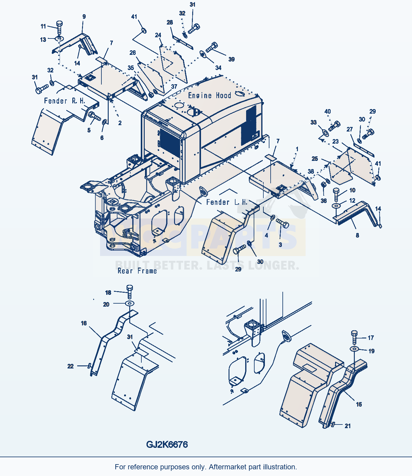 Komatsu WA200PZ-6 Rear Fender (Fender And Sheet) (Full Fender) parts diagram
