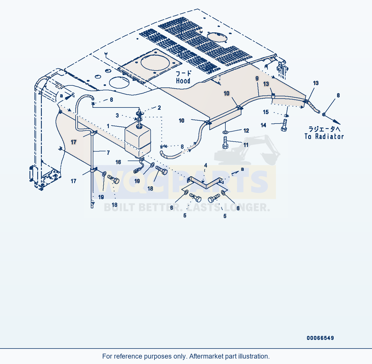 Komatsu WA200PZ-6 Engine Hood (Radiator Piping) parts diagram