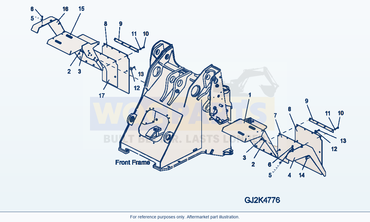 Komatsu WA200PZ-6 Front Fender Serial H00051 - UP parts diagram